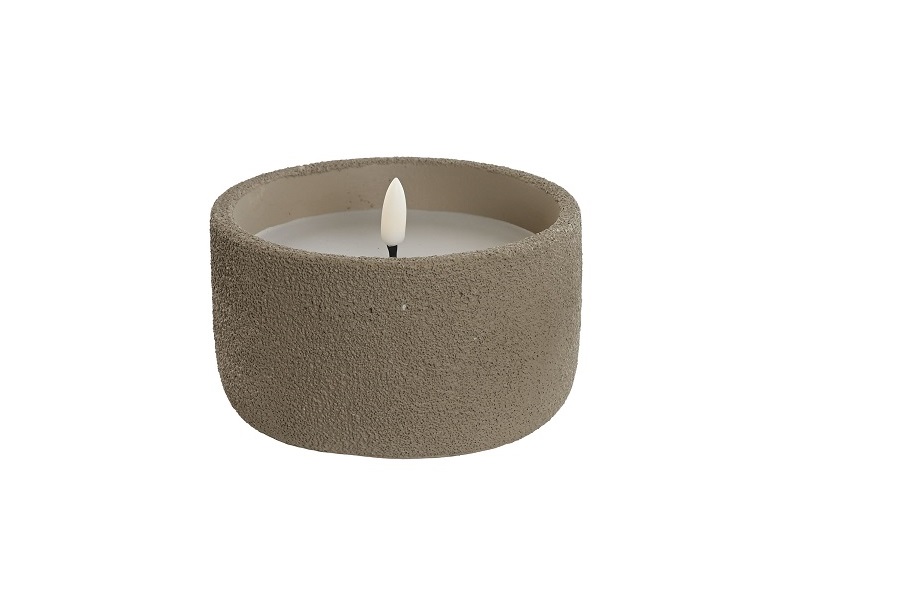 VELA LED CERA CEMENTO 12,5X12,5X9,5CM